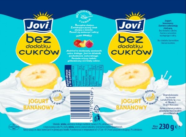 Jovi Jogurt Bez dodatku cukru Pitny Banan